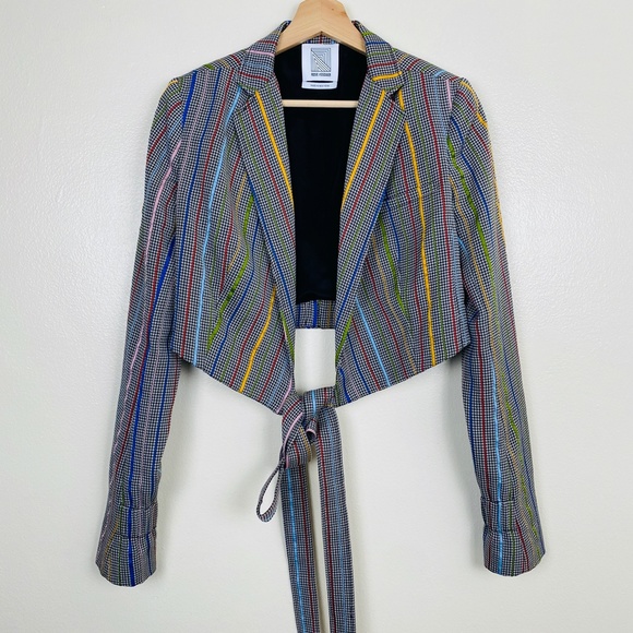 Rosie Assoulin Cropped Rainbow Jacquard Jacket - Picture 5 of 8